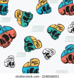 Poster template with skull. Design element for poster, flyer, card, banner. Vector illustration
