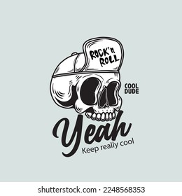 Poster template with skull. Design element for poster, flyer, card, banner. Vector illustration