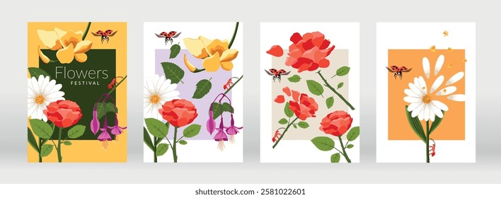 Poster template for a spring flower festival