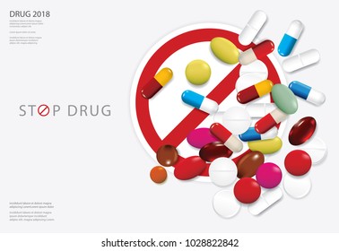 Poster Template Stop Drug Vector Illustration