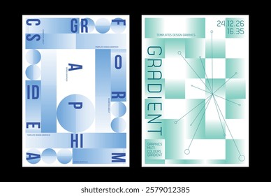 poster template typo layout editorial circle square gradient graphic design background