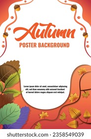Poster Template Vector Leaves for Autumn Seasons V5