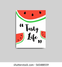 Poster template with watermelon vector illustration