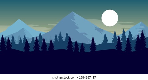 Poster template with wild mountains landscape. Design element for banner, flyer, card. Vector illustration