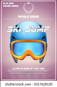 Poster Template of Winter Games of Big Jump. Cup and Tournament Advertising. Sport Event Announcement. Vector Illustration.