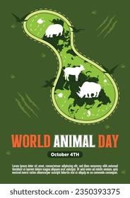 Poster Template World Animal Day With Flora and Fauna Vector Illustration 1.3