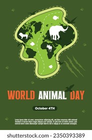 Poster Template World Animal Day With Flora and Fauna Vector Illustration 1.8