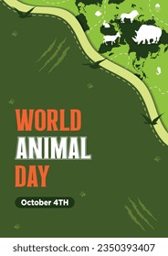 Poster Template World Animal Day With Flora and Fauna Vector Illustration 1.6