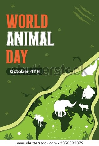 Poster Template World Animal Day With Flora and Fauna Vector Illustration