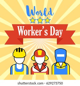 Poster template for world's labour day. Worker's day design element.