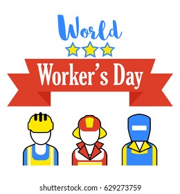 Poster template for world's labour day. Worker's day design element.