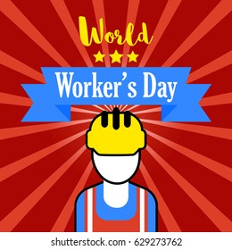 Poster template for world's labour day. Worker's day design element.