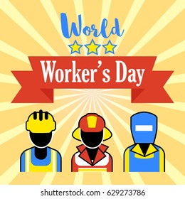 Poster template for world's labour day. Worker's day design element.