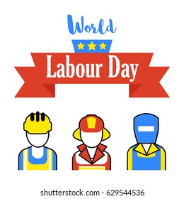 Poster template for world's labour day. Worker's day design element.