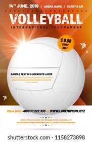 Poster template for your volleyball design with sample text in separate layer - vector illustration