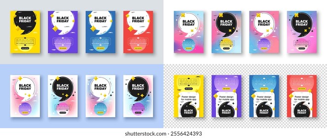 Poster templates design with quote, comma. Black Friday Sale. Special offer price sign. Advertising Discounts symbol. Black friday poster frame message. Quotation offer bubbles. Vector