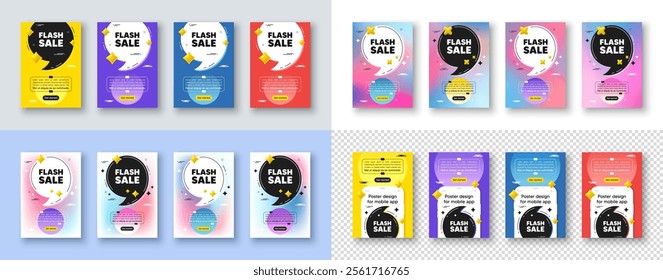 Poster templates design with quote, comma. Flash Sale tag. Special offer price sign. Advertising Discounts symbol. Flash sale poster frame message. Quotation offer bubbles. Comma text balloon. Vector