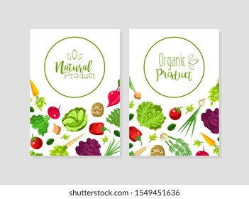 Poster Templates with the inscriptions Natural product and Organic product. Vector illustration on a white background.