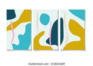 poster templates with organic abstract in floral colors. Contemporary wedding invitations, greeting cards pastel color, packaging and branding design. vector illustration