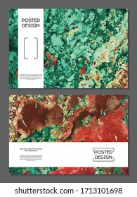 Conjunto de plantillas de póster. Diseño universal abstracto con textura de mármol
