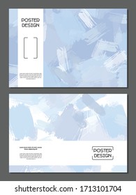 Poster templates set. Abstract universal design with shape texture in light blue colors