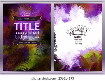 Poster templates set with paint splash. Abstract background for festive events, flyers and placards. Dark and light page.