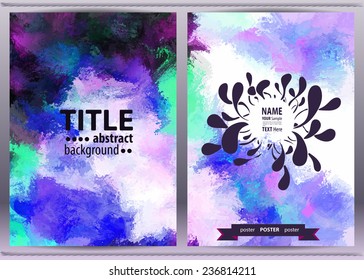 Poster templates set with paint splash. Abstract background for festive events, flyers and placards. Dark and light page.
