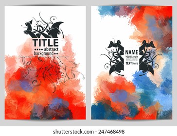Poster templates set with paint splash. Abstract background for festive events, flyers and placards.