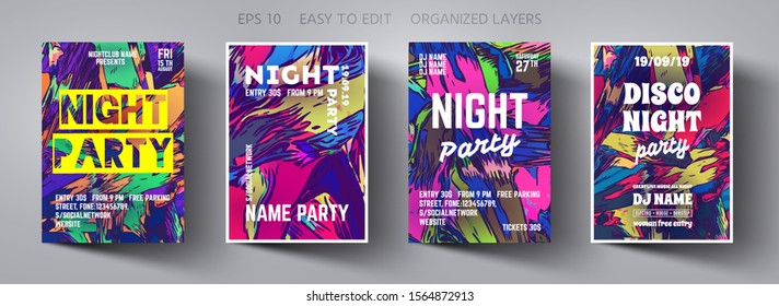 Poster template.Vector Creative Modern Abstract Background with Trending Colors.Template Design for Flyer,Banner,Cover,Brochure.Design Invitation Card for Music Concert, Event,Night party,Disco Club.