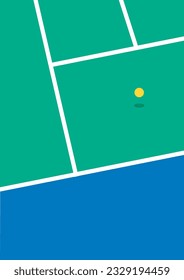 Poster tennis court with ball. Minimalist geometric shapes poster design. Minimalism. Decoration, wallpaper, presentations