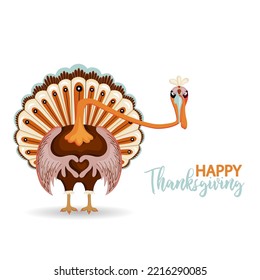 poster for Thanksgiving Day character. Autumn family dinner holiday. Turkey.