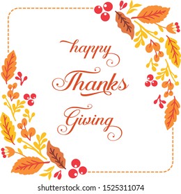 Poster thanksgiving, with design pattern of autumn leaves frame. Vector