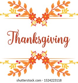 Poster thanksgiving, with elegant leaves frame. Vector