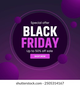 A poster that says black friday sale is on a purple background