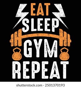 Un afiche que dice comer sueño gimnasio repetir. Acerca de Workout Fitness Tipografía motivacional