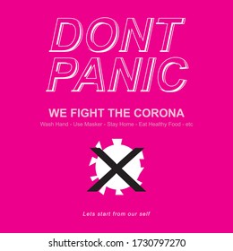 A poster with the theme of not panicking in the face of a corona pandemic
