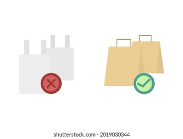 poster with the theme of protecting the environment, with an invitation to use paper bags instead of plastic bags