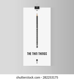 Poster the thin things - pencil - mock up logo on a grey gradient background 