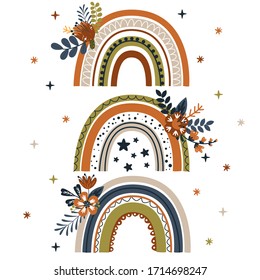 afiche con tres arcos de colores - ilustración vectorial, pasos