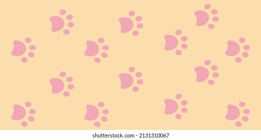 Poster with traces of cats paws, witchs familiar, mica nap on a yellow background. Vector illustration