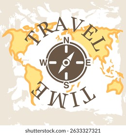 poster travel agency banner world map compass travel time