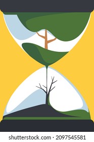 Poster with tree life cycle. Placard design in flat style.