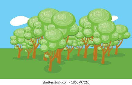 poster with trees, background with minimalistic trees, forest, park