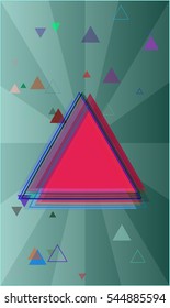 poster and triangle around glossy banner