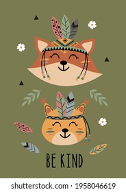 poster with tribal fox and squirrel