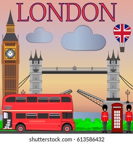 Poster trip to Great Britain with symbols of London