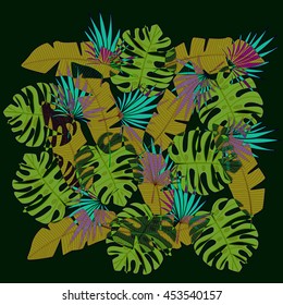poster Tropic leaves background with frame for your text