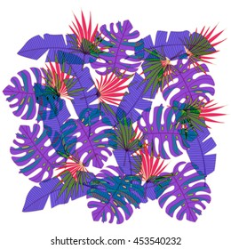poster Tropic leaves background with frame for your text
