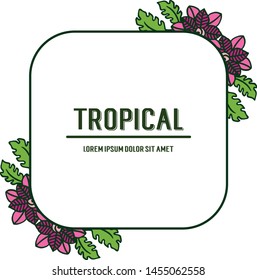 Poster tropical, crowd of leaf flower frame. Vector