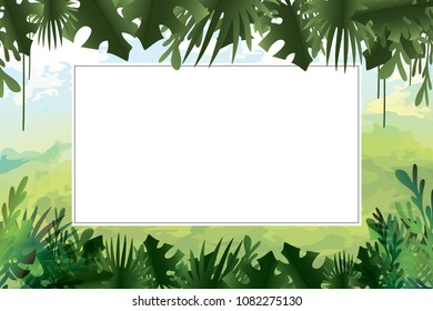 Poster with tropical theme vector art illustration.